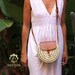 Crossbody Round straw bag Handmade wicker bag French Basket Beach French Basket tote Beach Bag - Light brown leather natural Closure 