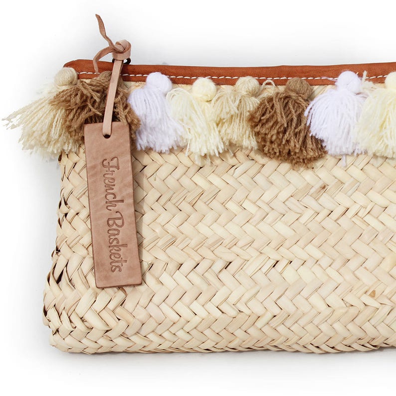 Pom Pom Straw Clutch French Baskets Clutch Bags Pom Pom Etsy