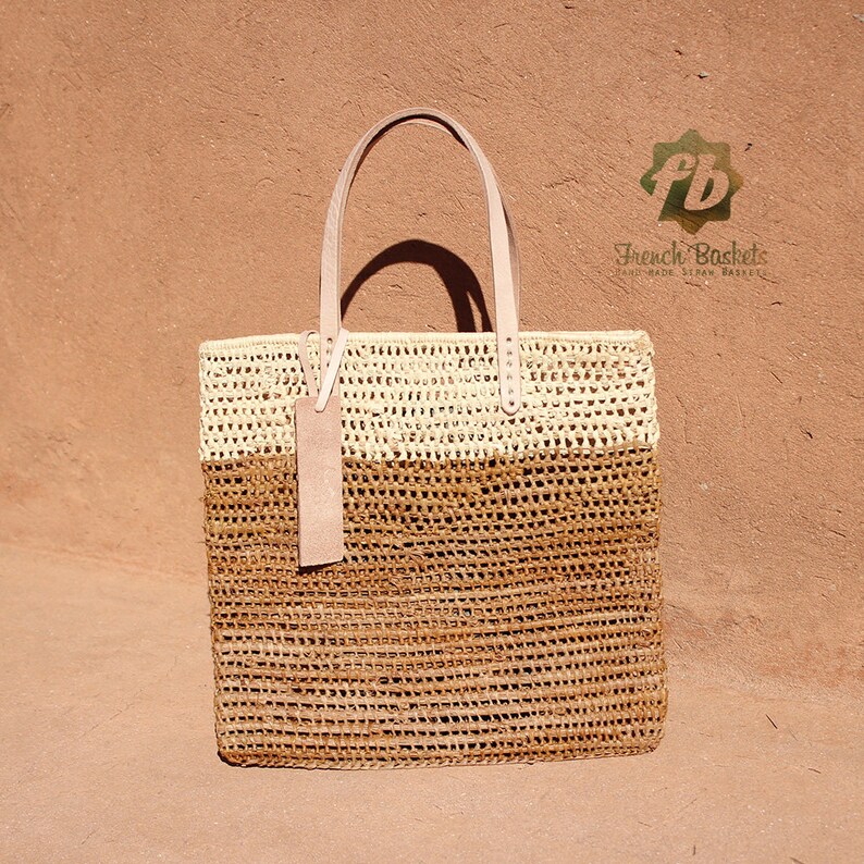 Medium Tote bag made of Raffia Natural Yarn straw Natural and Etsy