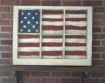 4th of July Decor - Americana Decor - American Flag Wall Art - Primitive Flag - Patriotic Decor - Rustic Flag - Flag Wall Hanging - American