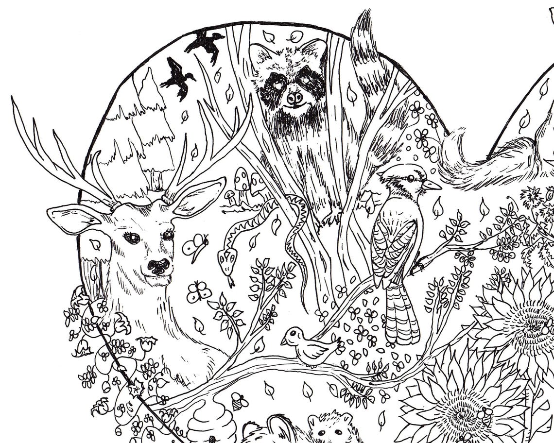 Animal Coloring Nature Coloring Page Adult Coloring Page Printable