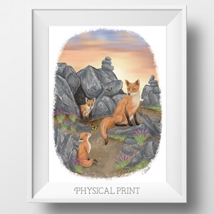 Fox Art Print Fox Painting Fox Art Fox Family Baby Fox Art Nature Art Adorable Baby Animals image 1