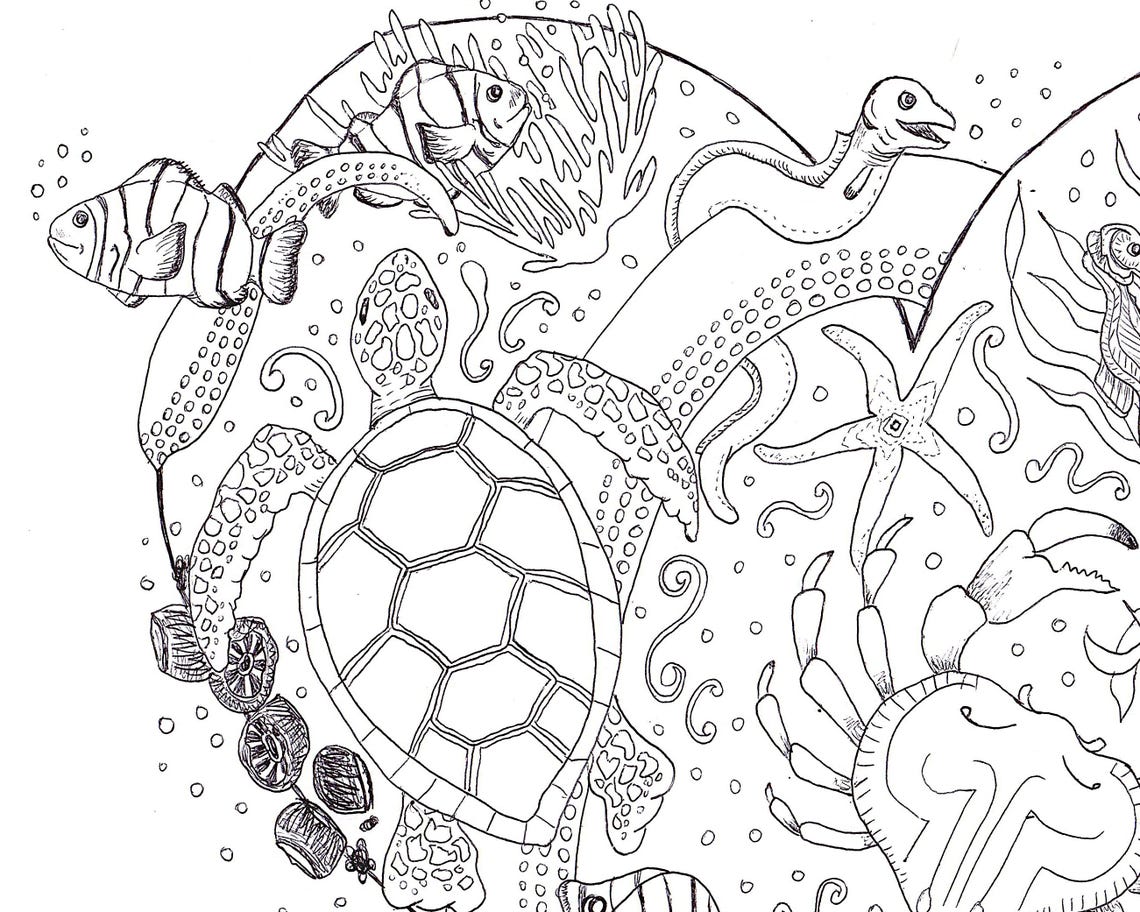 Ocean Coloring Page Coloring Page Adult Coloring Page Printable ...