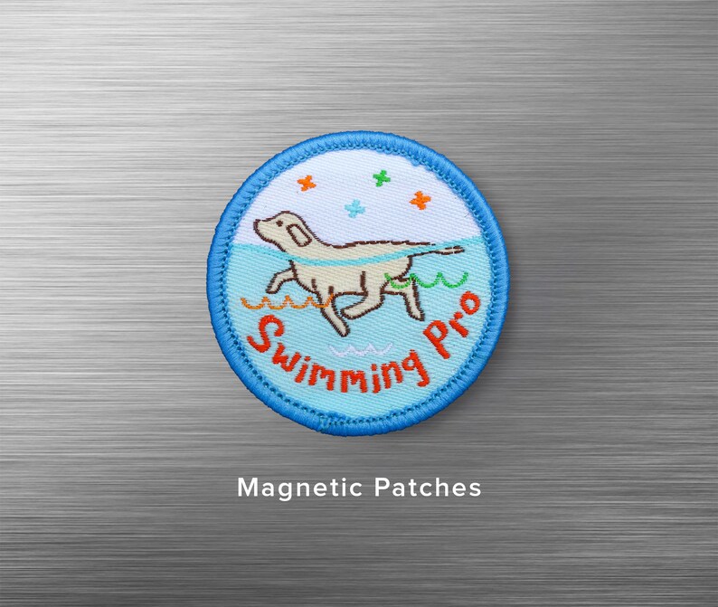 Swimming Pro Dog Merit Badge Iron on Embroidered Patch Dog | Etsy