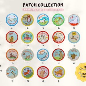 Dog Merit Badge Patch Set – Iron-On Dog Training Patches for Puppy Obedience, Trick Training, or Gift for Dog Mom & Trainer