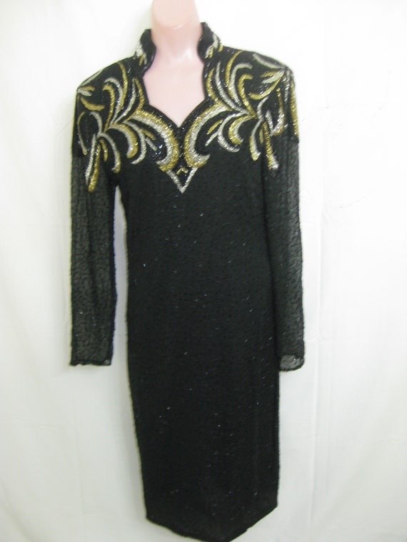 Black/gold/sil dress#34 - image 8