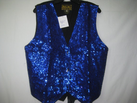 Blue sequin vest#701 - image 4