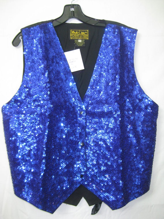 Blue sequin vest#701 - image 2