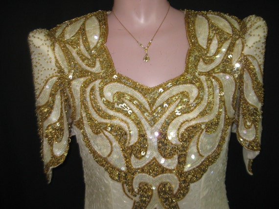 Long ivory and gold gown #326 - image 3