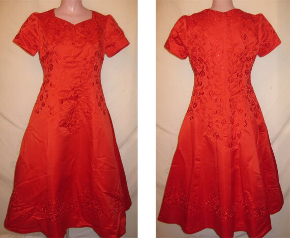 T-length red gown #44