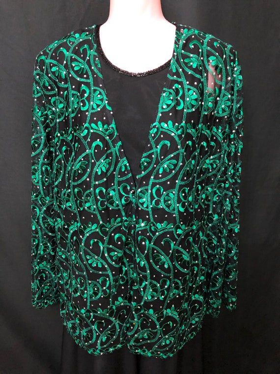 Black and green net jacket Gem