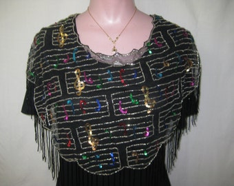 Black/multi music notes collar#170