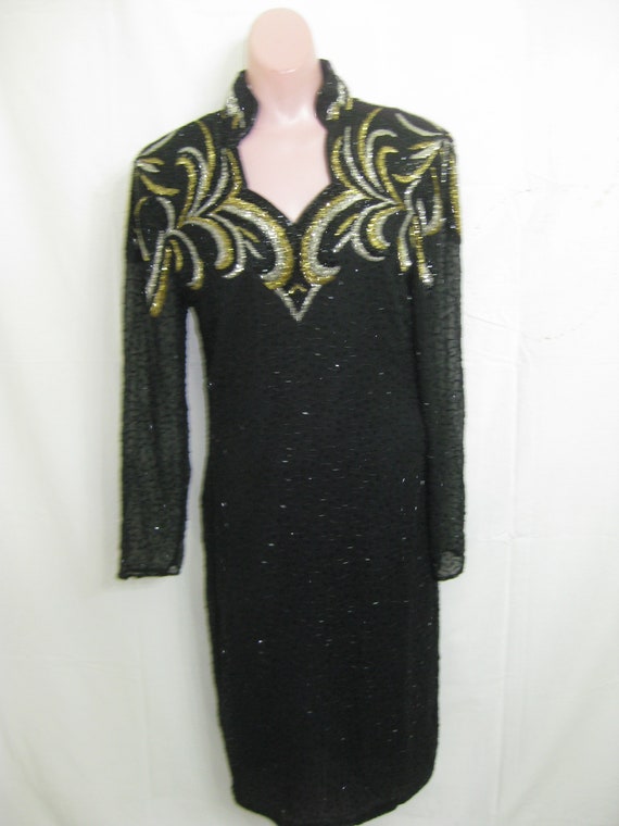 Black/gold/sil dress#34 - image 4