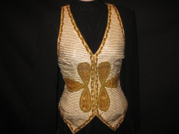 Ivory and gold vest #344 - image 5