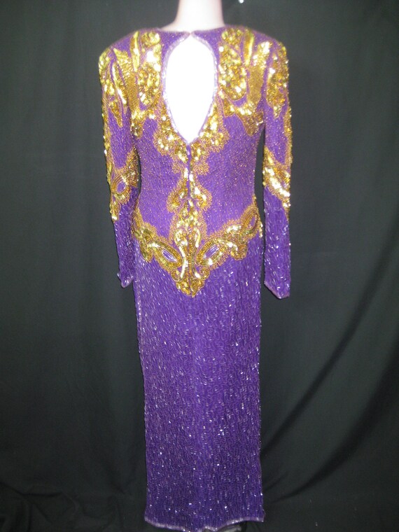 Long sleeve Pur/gold gown#381 - image 6