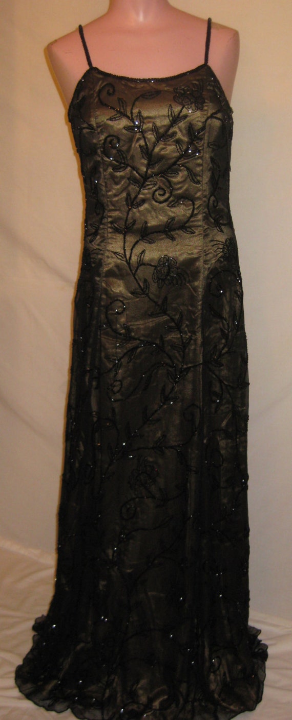 Long black & beige gown - image 3