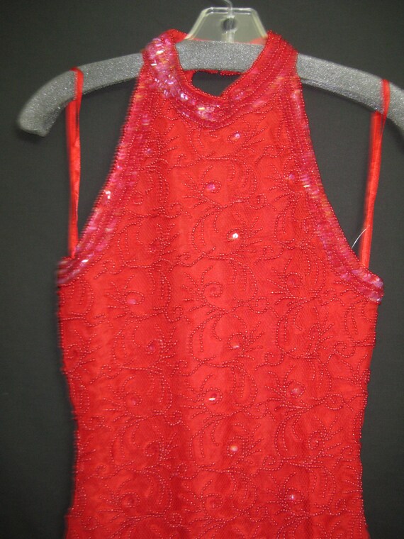Lace red beaded gown#43 - image 3