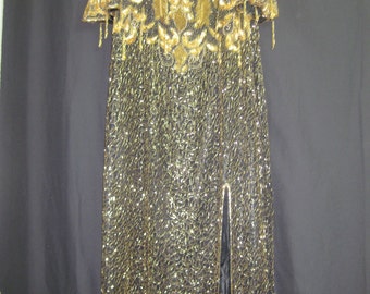 Black/gold long gown#7021