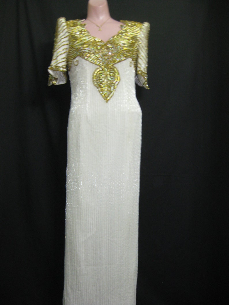 White/gold/silver gown 785 image 5