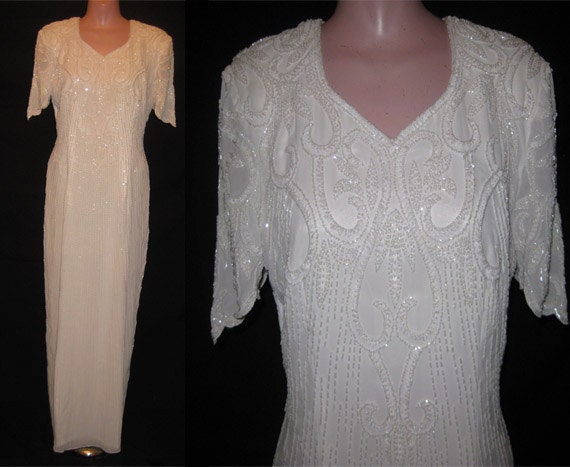 White beaded gown # 1548