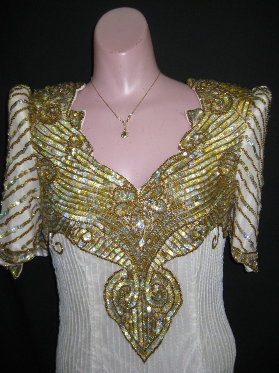 White/gold/silver gown # 785 - image 3