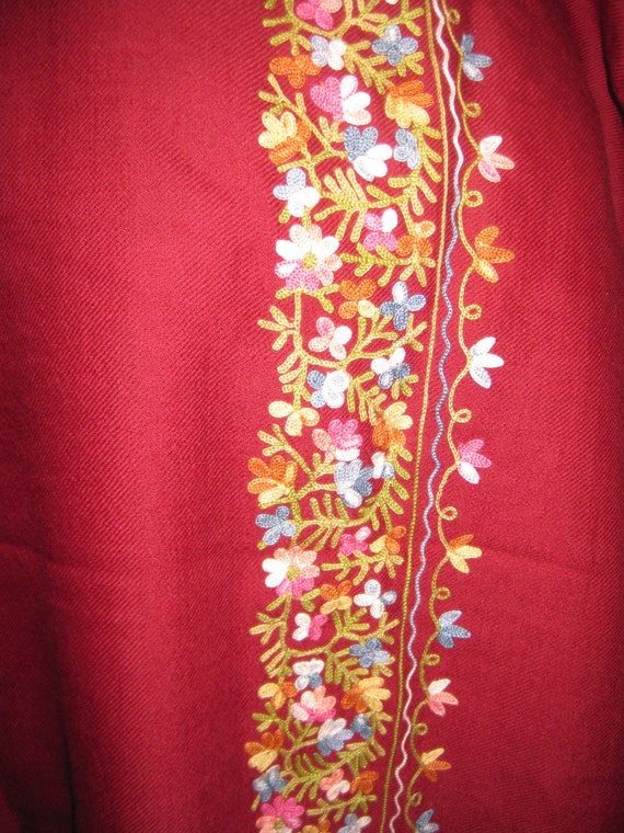 burgundy wool shawl