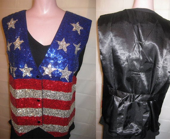 American Flag sequin vest #633