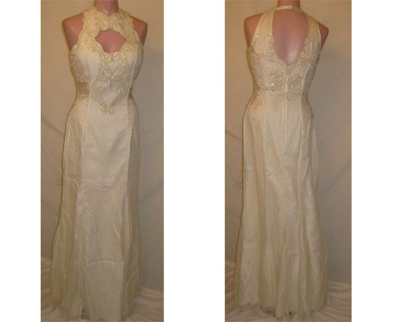 Long ivory beaded gown