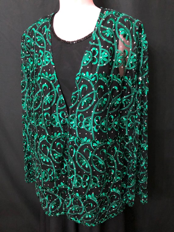 Black and green net jacket Gem