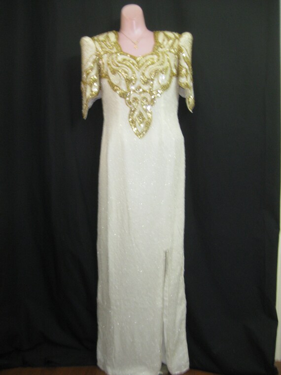 Long ivory and gold gown #326 - image 5