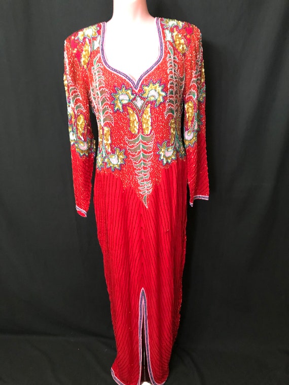 Long sleeve red gown #105