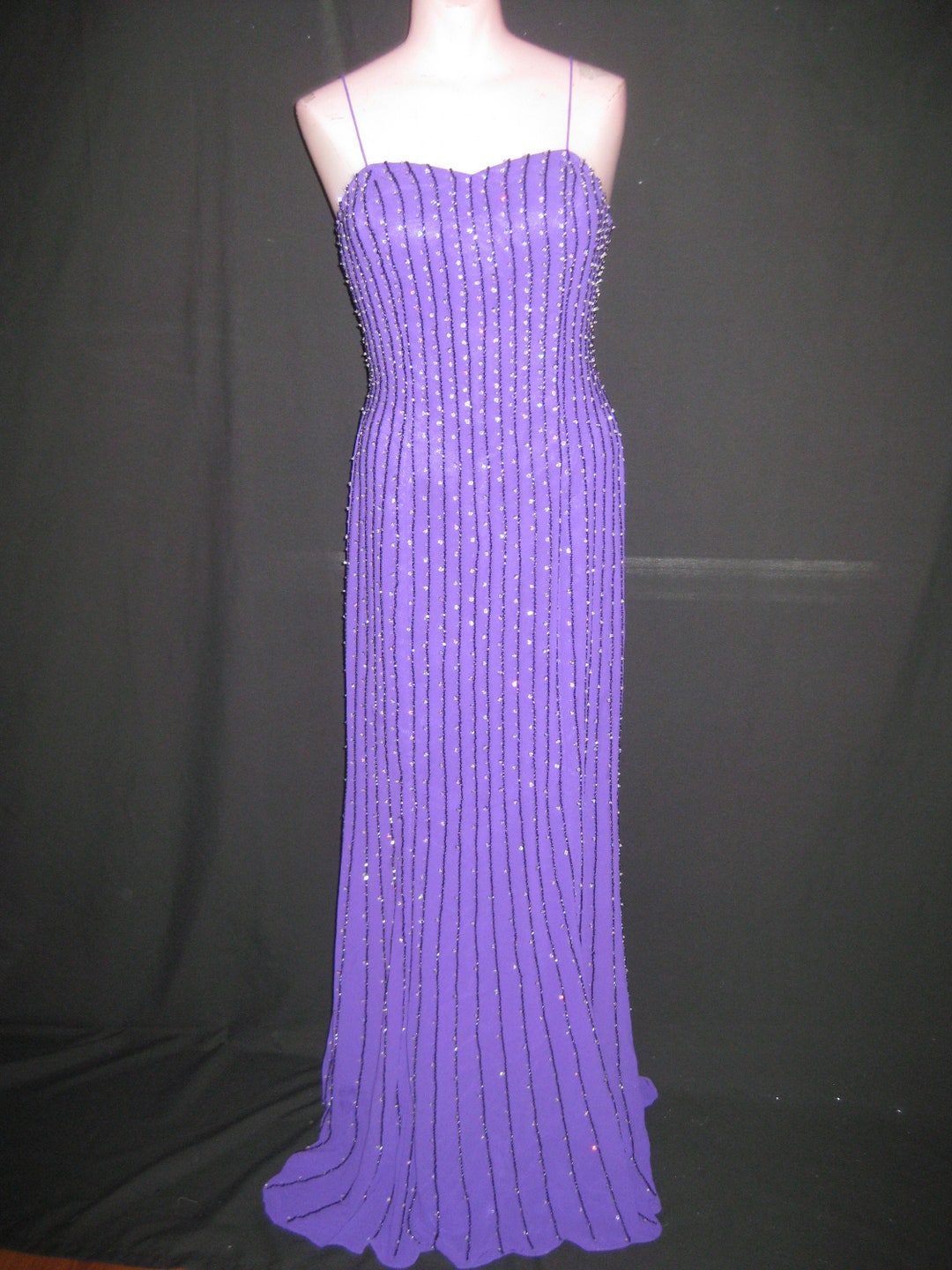 Ombre Purple Beaded Long Dress
