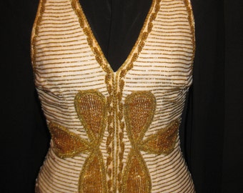 Ivory and gold vest #344