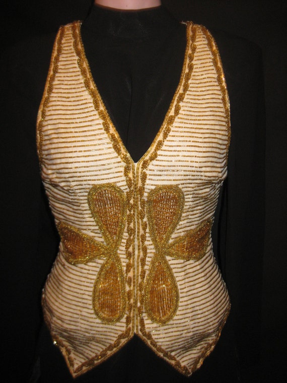 Ivory and gold vest #344 - image 1