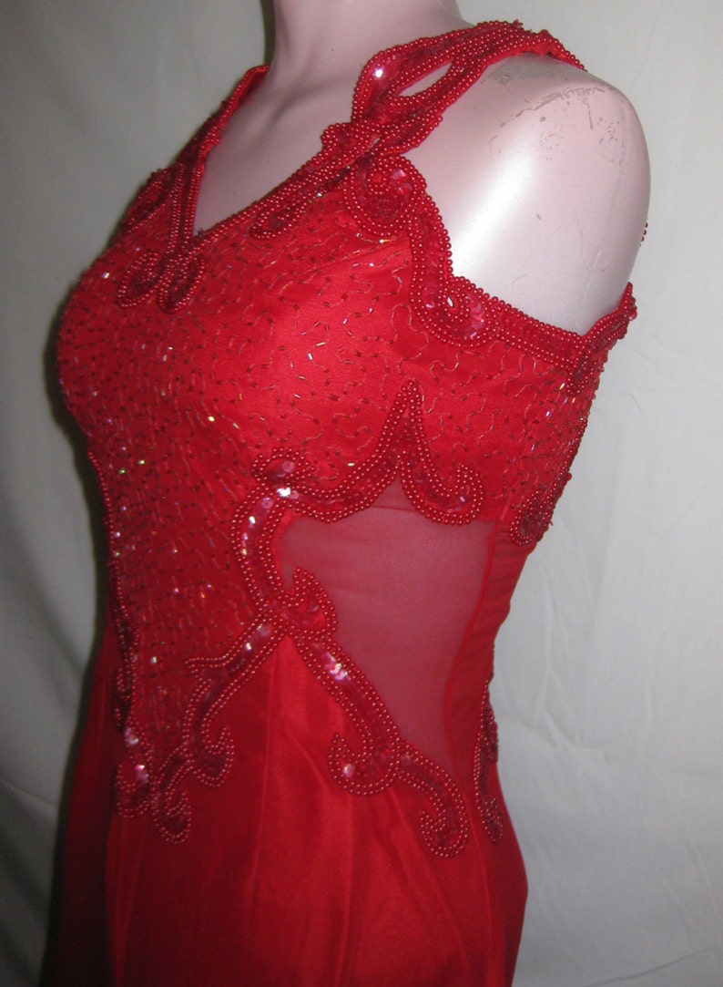 Red Gown with sheer sides image 4