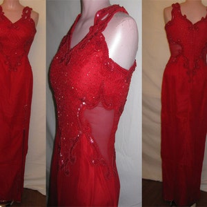 Red Gown with sheer sides image 1