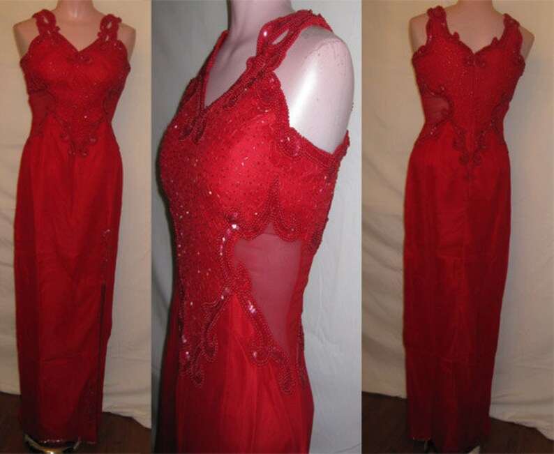 Red Gown with sheer sides image 1