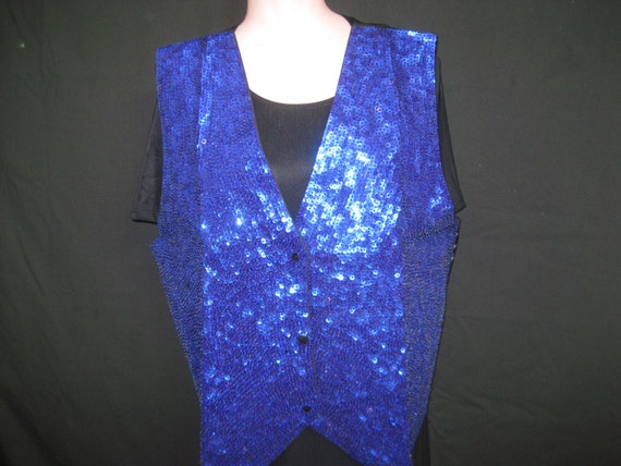 Blue sequin vest#701 - image 1