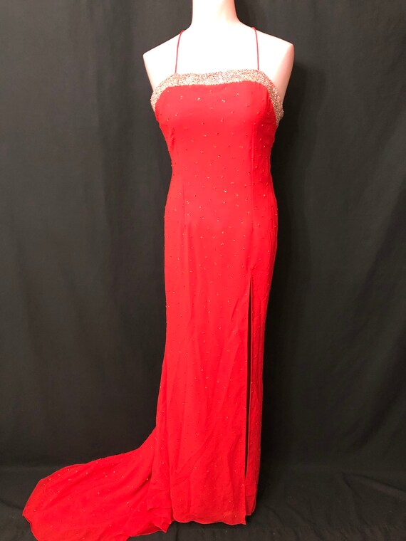 Strap less Red gown#7505