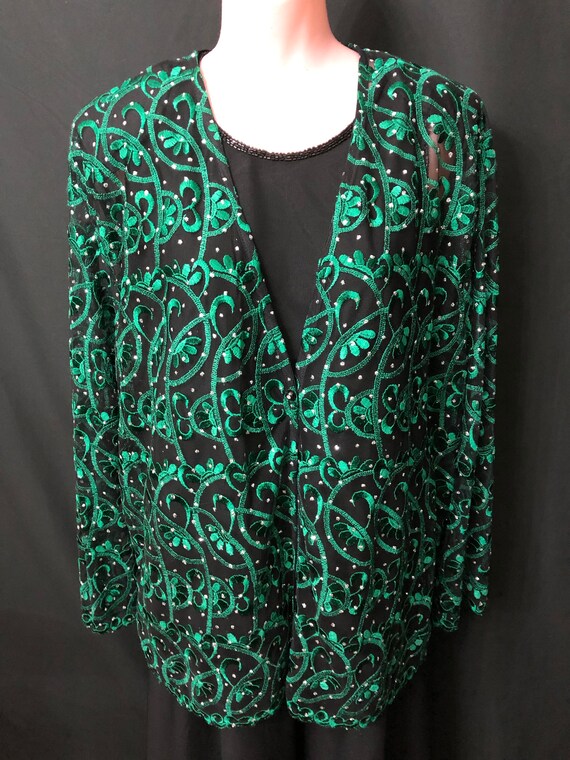 Black and green net jacket Gem