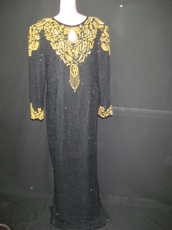 Black/gold gown#10022