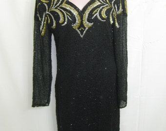 Black/gold/sil dress#34
