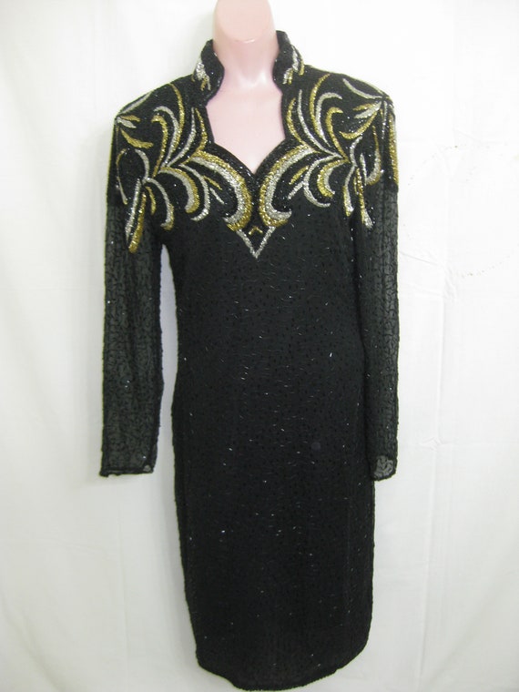 Black/gold/sil dress#34 - image 1