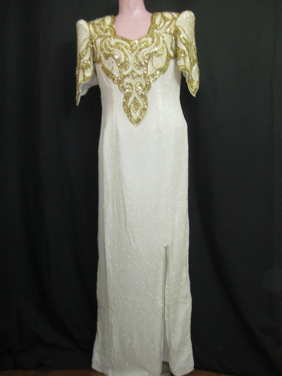 Long ivory and gold gown #326 - image 1