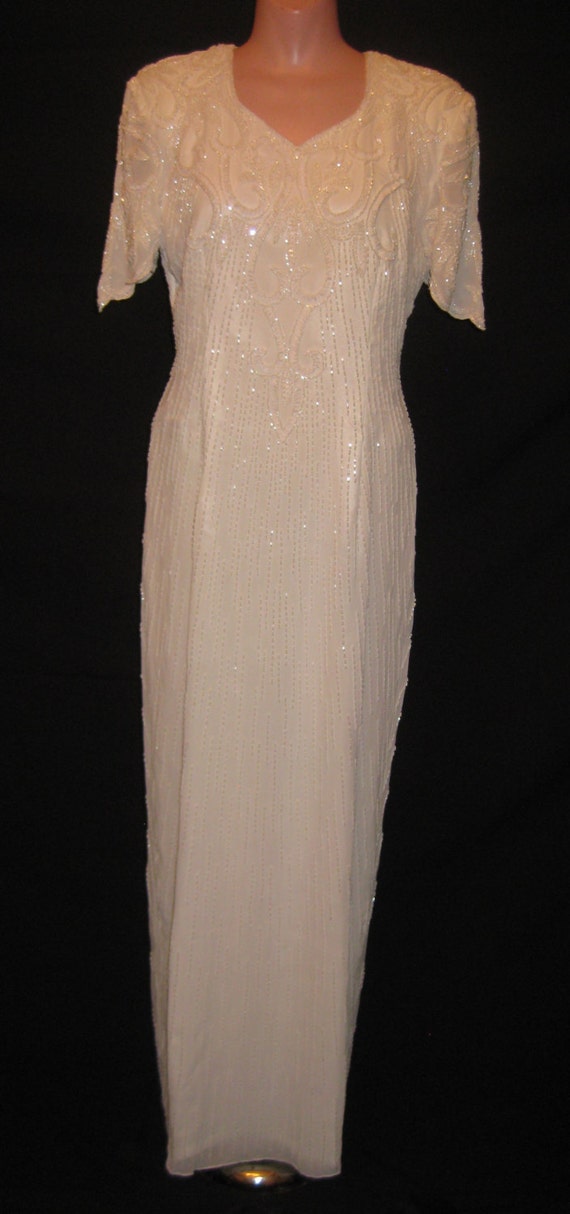 White beaded gown # 1548 - image 2