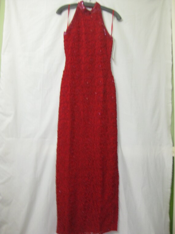Lace red beaded gown#43 - image 5