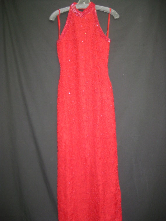 Lace red beaded gown#43 - image 1