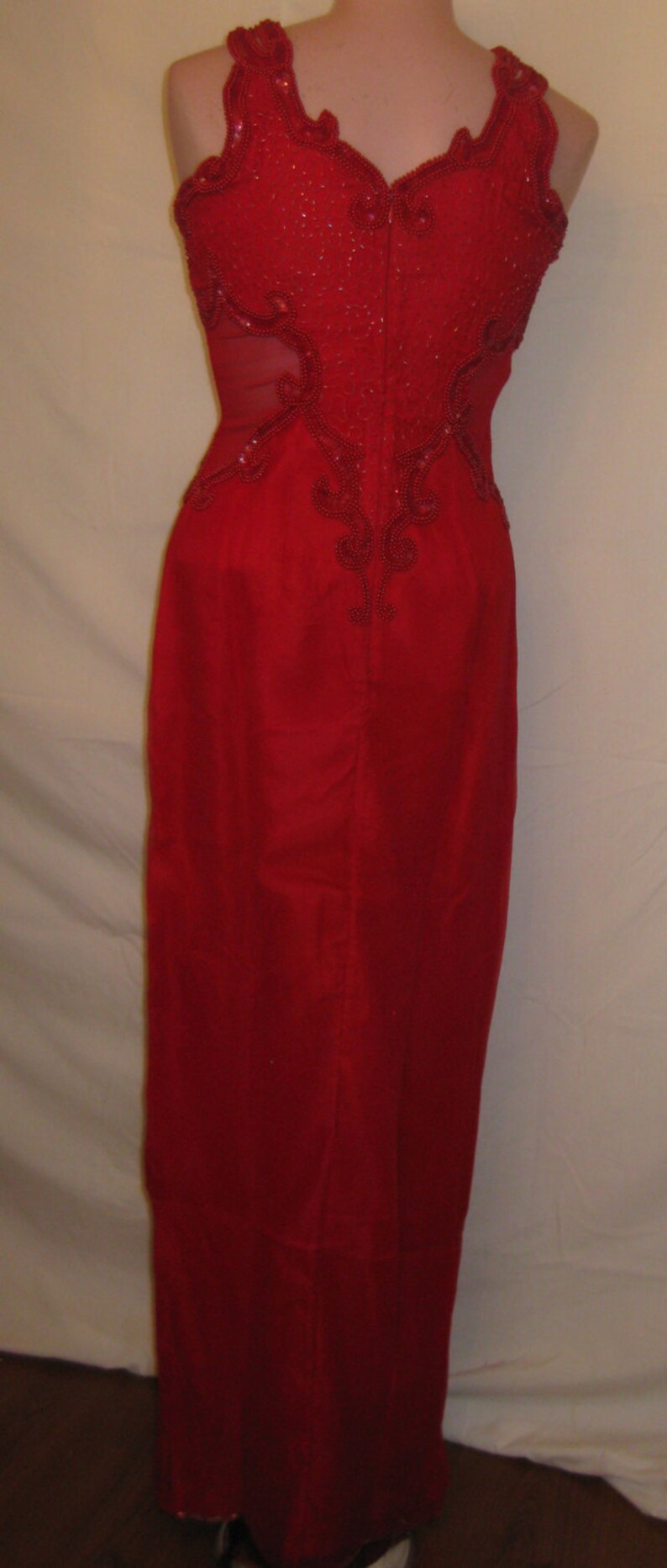 Red Gown with sheer sides image 5