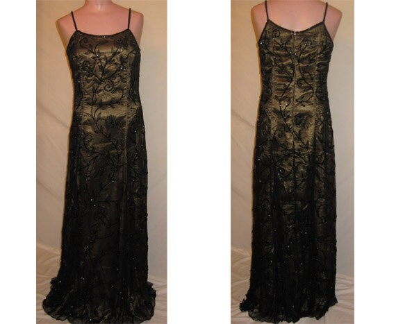 Long black & beige gown - image 1