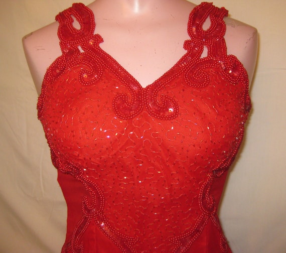 Red Gown with sheer sides - image 3